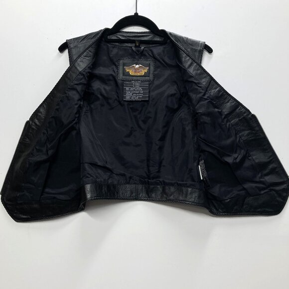 Harley Davidson Black Leather Biker Vest, Women's Large, Embroidered Logo, NEW - Picture 8 of 12